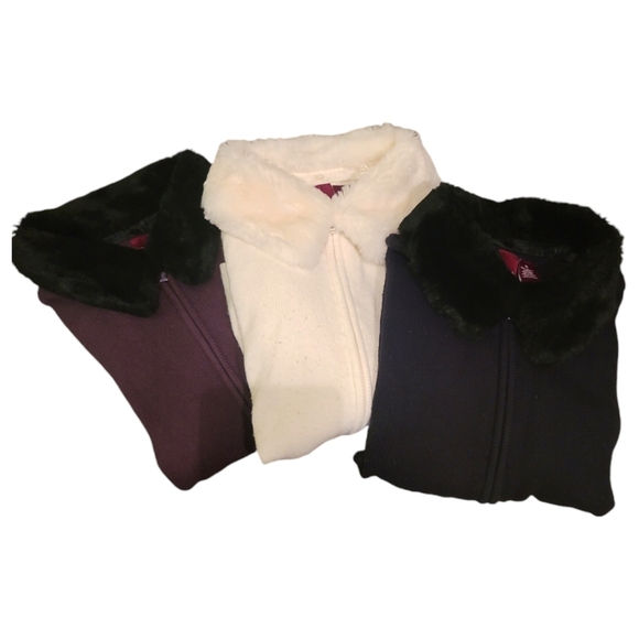 Faux Fur removable Collar zip-up sweater cardigan size xl - Picture 5 of 9